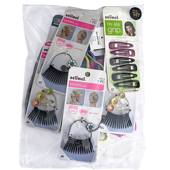 Huge Hair Accessory Lot 5+ Elastic Headbands Floral Metallic Clips Bundle - Picture 2 of 4